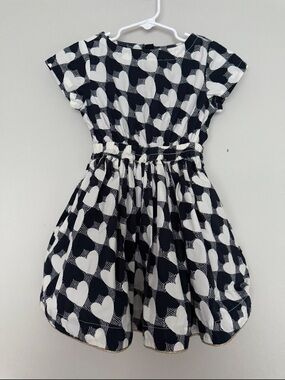 J. Crew Factory Crewcuts Navy & White Heart-Print Girls' Dress Size